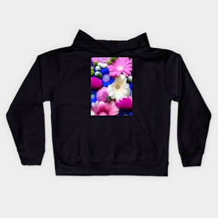 STUNNING PINK AND PURPLE AND BLUE FLORAL PRINT Kids Hoodie